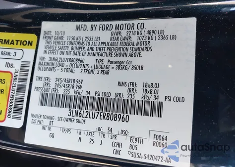 2014 Lincoln Mkz Hybrid z USA, uszkodzony, nr VIN 3LN6L2LU7ER808960